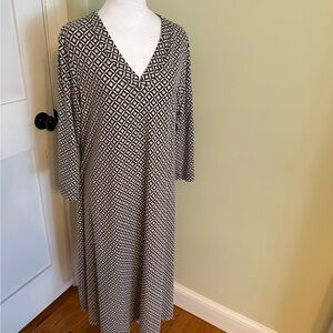 Geometric black, beige and cream dress